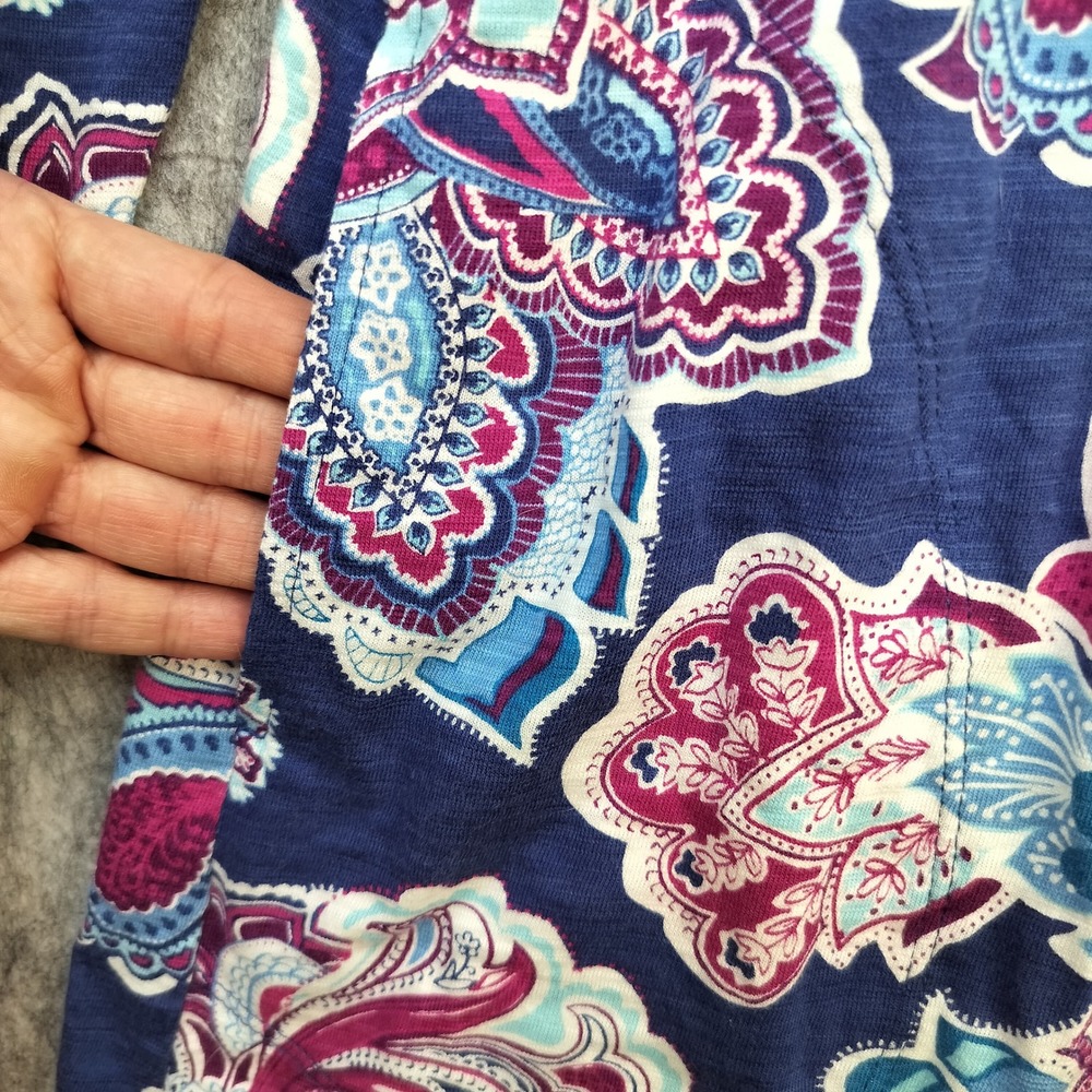 Chico's Ultimate Tee Cardigan Womens Size 1‎ / M Paisley Floral Boho Open Front - Picture 5 of 11
